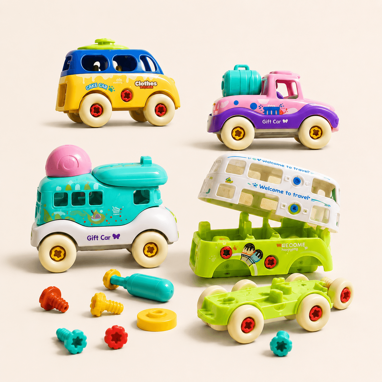 DIY Screw & Assemble Cars Set (4 in 1)
