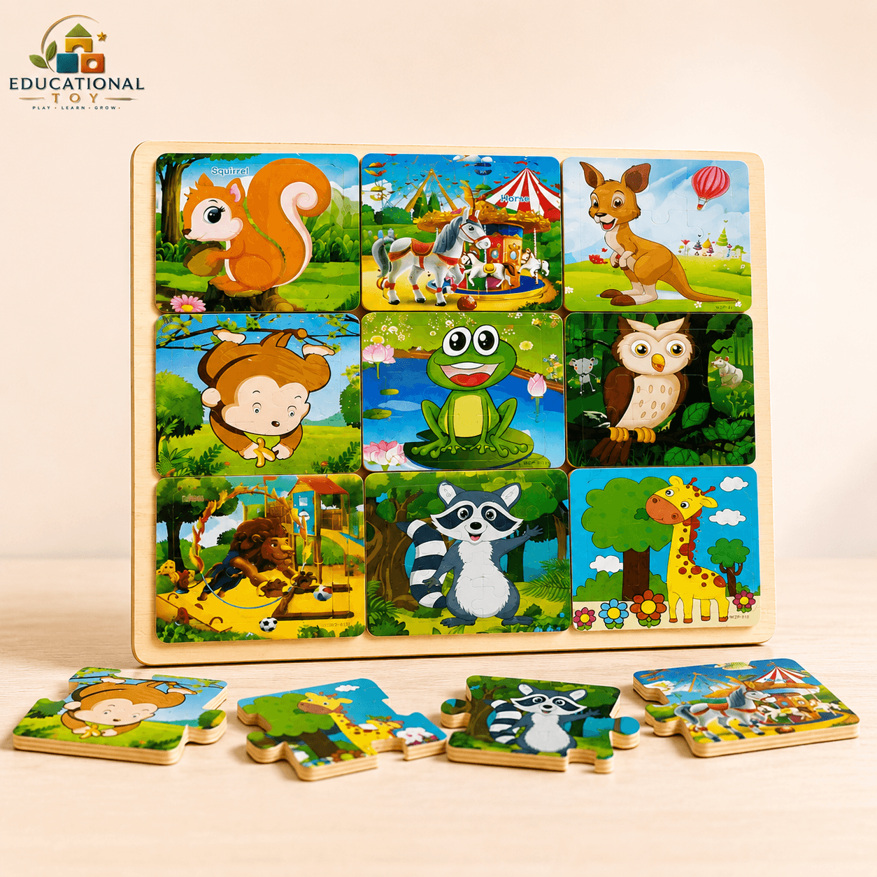 Wooden Jigsaw Puzzle 9 Pcs